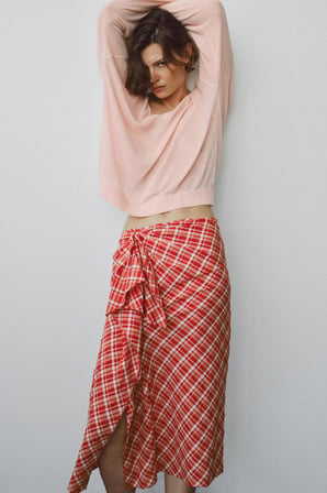 ALLBUCKS ZARA ZW Collection Ekose Midi Etek ABZRA00065