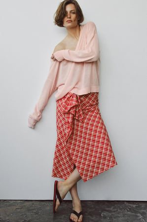 ALLBUCKS ZARA ZW Collection Ekose Midi Etek ABZRA00065