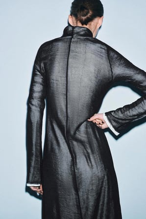 ALLBUCKS ZARA Balıkçı Yaka Uzun Midi Kontrast Elbise ABZRA00096