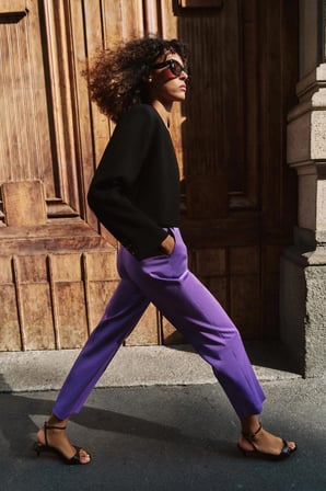 ALLBUCKS ZARA Pensli Kemerli Düz Paça Kumaş Pantolon ABZRA00104