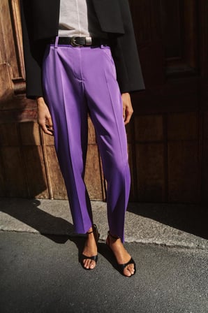 ALLBUCKS ZARA Pensli Kemerli Düz Paça Kumaş Pantolon ABZRA00104