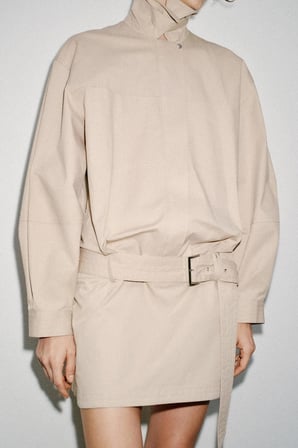 ALLBUCKS ZARA Kemerli Mini Trençkot Elbise ABZRA00110