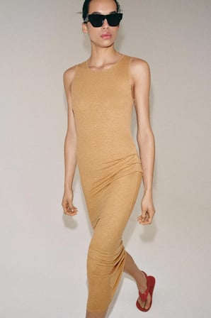 ALLBUCKS ZARA Drapeli Midi Elbise ABZRA00112