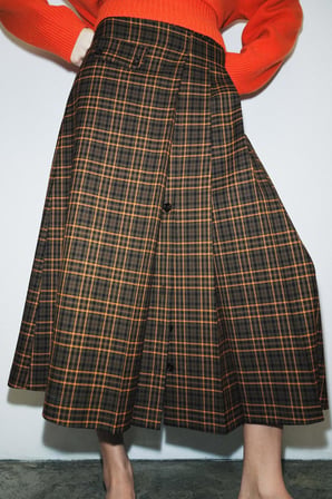 ALLBUCKS ZARA ZW Collection Kareli Midi Etek ABZRA00122