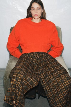 ALLBUCKS ZARA ZW Collection Kareli Midi Etek ABZRA00122