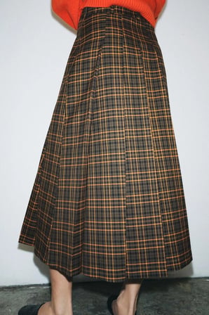 ALLBUCKS ZARA ZW Collection Kareli Midi Etek ABZRA00122
