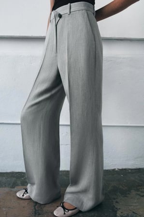 ALLBUCKS ZARA ZW Collection Keten Karışımlı Çan Paça Dokulu Pantolon ABZRA00141