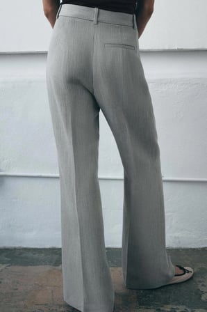 ALLBUCKS ZARA ZW Collection Keten Karışımlı Çan Paça Dokulu Pantolon ABZRA00141