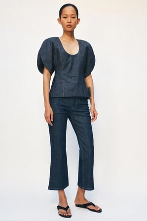 ALLBUCKS ZARA ZW Collection Cropped Flare Orta Bel Jean Pantolon ABZRA00150