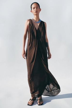 ALLBUCKS ZARA ZW Collection Jakarlı Midi Elbise ABZRA00177