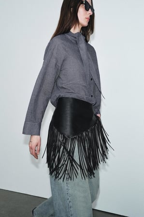 ALLBUCKS ZARA ZW Collection Kareli Eşarp Şal Detaylı Gömlek ABZRA00178