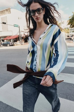 ALLBUCKS ZARA Çizgili Saten Gömlek ABZRA00182