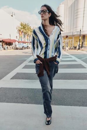 ALLBUCKS ZARA Çizgili Saten Gömlek ABZRA00182