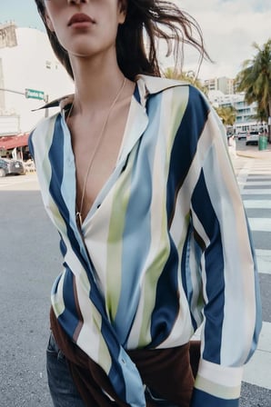 ALLBUCKS ZARA Çizgili Saten Gömlek ABZRA00182