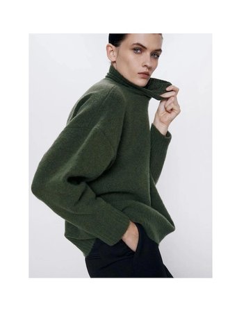 ALLBUCKS ZARA YÜN İÇERİKLİ BALIKÇI DİK YAKA OVERSİZE KAZAK ABZRA3787