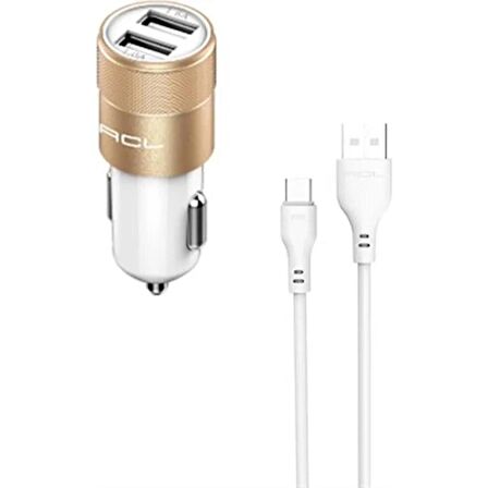 ACL Ac-38 1.6 Amper Araç Içi Çakmaklık Type-c Kablolu Şarj 1 Metre