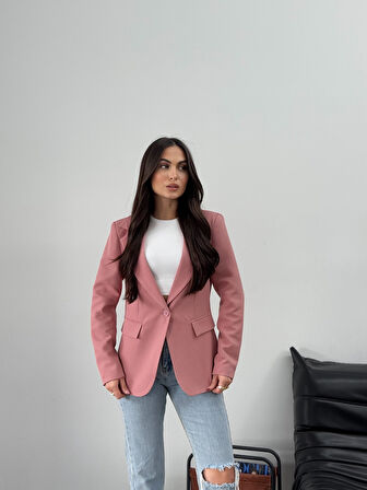 Kadın Blazer Ceket Kısa Düğmeli Astarlı Vatkalı Ceket