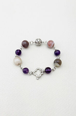 Botswana Akik, Ametist Doğal Taş Bileklik