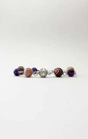 Botswana Akik, Ametist Doğal Taş Bileklik