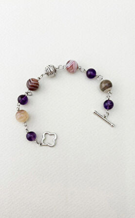 Botswana Akik, Ametist Doğal Taş Bileklik