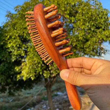 Doğal Bambu Dişli Saç Masaj Tarağı