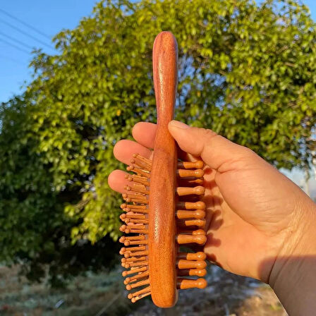 Doğal Bambu Dişli Saç Masaj Tarağı