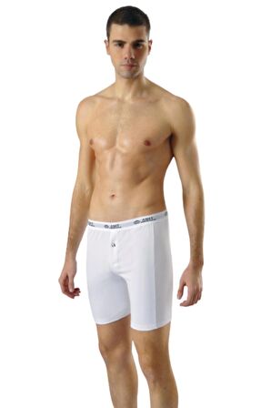 Anıt 1114 3 Adet Likralı Beyaz Uzun Boxer Külot Abani Classic