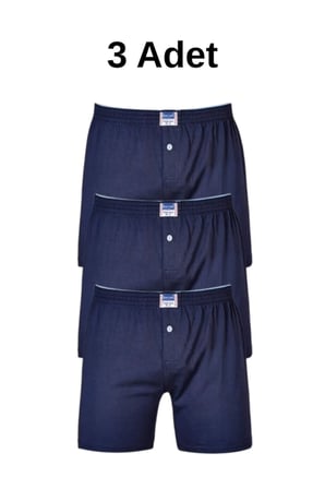 Erkek Penye Pamuklu Düğmeli Boxer 1099 3`lü Abani Classic