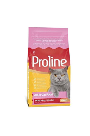 ProLine Renkli Taneli Tavuklu Yetişkin Kedi Maması 1.2 Kg