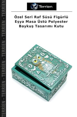 Özel Seri Raf Süsü Figürlü Eşya Masa Üstü Polyester Baykuş Tasarımı Kutu