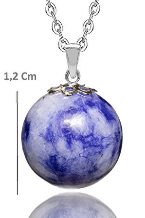Sertifikalı Yuvarlak Doğal Sodalit Taşı Kolye