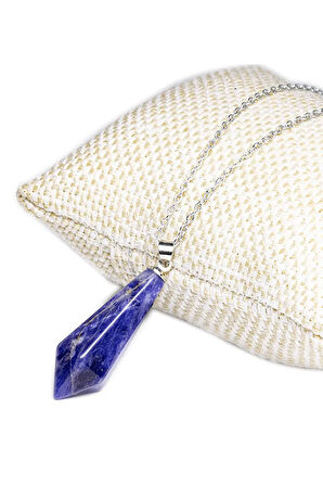 Sertifikalı Gümüş Aparatlı Doğal Lapis Lazuli Taşı Kolye