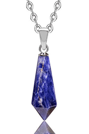 Sertifikalı Gümüş Aparatlı Doğal Lapis Lazuli Taşı Kolye