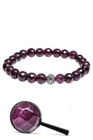 Sertifikalı Gümüş Aparatlı Fasetli Doğal Lal Granat Garnet Taşı Bileklik