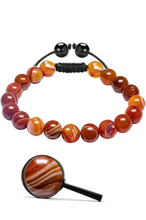 Sertifikalı Aaa Kalite Kızıl Doğal Karnelyan Karneol Akik Taşı Bileklik