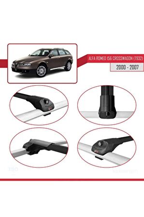 Alfa Romeo 156 Crosswagon (T932) 2000-2007 Arası ile uyumlu ACE-1 Ara Atkı Tavan Barı SİYAH