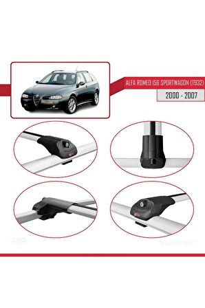 Alfa Romeo 156 Sportwagon (T932) 2000-2007 Arası ile uyumlu ACE-1 Ara Atkı Tavan Barı GRİ