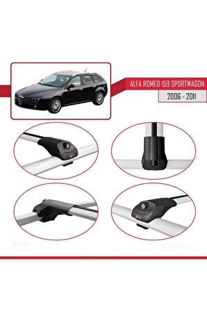 Alfa Romeo 159 SPORTWAGON 2006-2011 Arası ile uyumlu ACE-1 Ara Atkı Tavan Barı GRİ