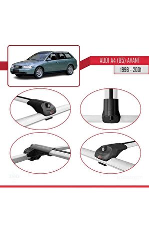 Audi A4 (B5) Avant 1996-2001 Arası ile uyumlu ACE-1 Ara Atkı Tavan Barı GRİ