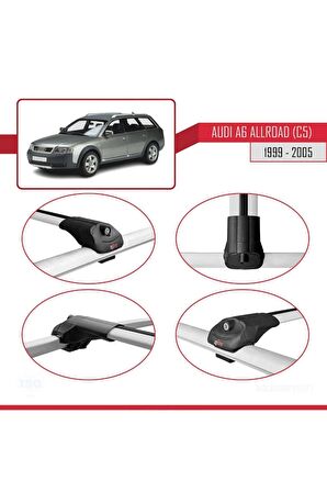 Audi A6 (C5) Allroad 1999-2005 Arası ile uyumlu ACE-1 Ara Atkı Tavan Barı GRİ