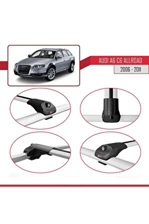 Audi A6 (C6) ALLROAD 2006-2011 Arası ile uyumlu ACE-1 Ara Atkı Tavan Barı GRİ
