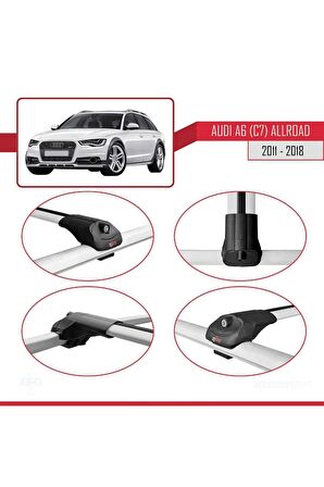 Audi A6 (C7) Allroad 2011-2018 Arası ile uyumlu ACE-1 Ara Atkı Tavan Barı GRİ