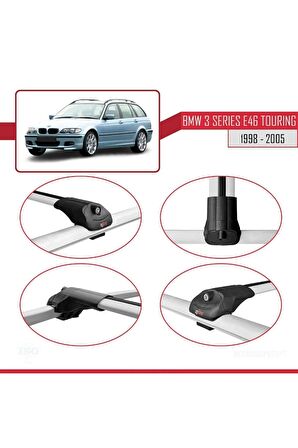 BMW 3 Serisi (E46) TOURING 1998-2005 Arası ile uyumlu ACE-1 Ara Atkı Tavan Barı GRİ