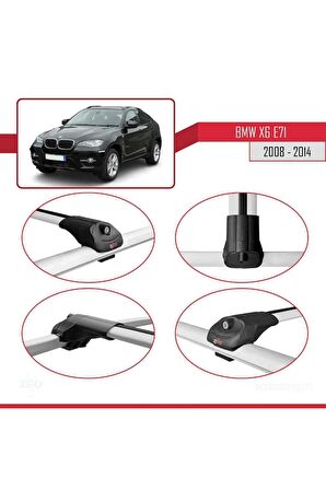 BMW X6 (E71) 2008-2014 Arası ile uyumlu ACE-1 Ara Atkı Tavan Barı GRİ
