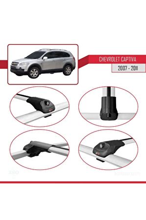 Chevrolet Captiva 2007-2011 Arası ile uyumlu ACE-1 Ara Atkı Tavan Barı GRİ