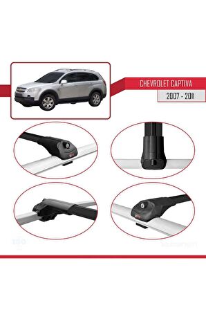 Chevrolet Captiva 2007-2011 Arası ile uyumlu ACE-1 Ara Atkı Tavan Barı SİYAH
