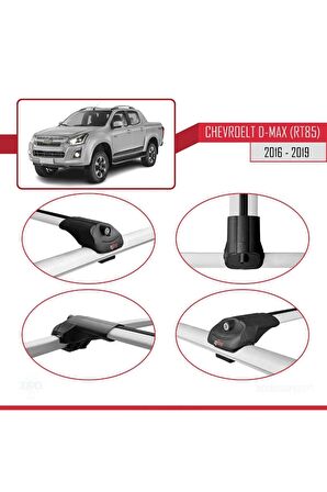 Chevrolet D-Max (RT85) 2016-2019 Arası ile uyumlu ACE-1 Ara Atkı Tavan Barı GRİ
