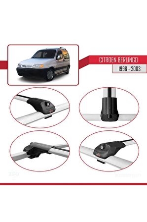 Citroen Berlingo 1996-2003 Arası ile uyumlu ACE-1 Ara Atkı Tavan Barı GRİ