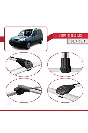 Citroen Berlingo 2003-2008 Arası ile uyumlu ACE-1 Ara Atkı Tavan Barı GRİ