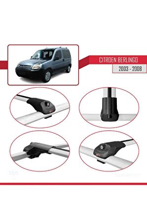 Citroen Berlingo 2003-2008 Arası ile uyumlu ACE-1 Ara Atkı Tavan Barı GRİ 4 ADET BAR